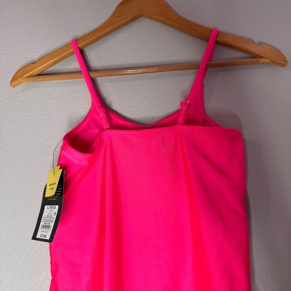 New Kids Art Class Hot Pink Large (10/12) One Piece Swimsuit Adjustable Straps - Picture 13 of 15